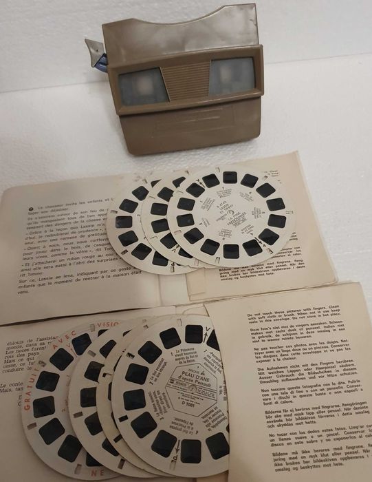 View-Master com dois filmes: Lassie & Timmy + Peau D'Ane - vintage