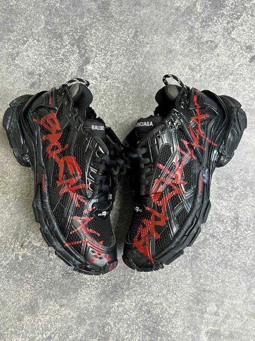 BALENCIAGA Runner graffiti кроссовки черные кеди кросівки чорні 43 41