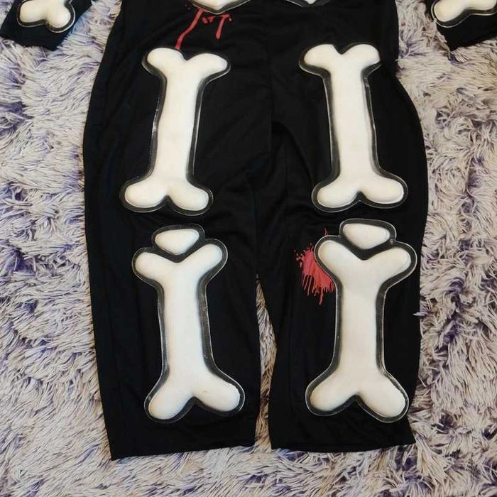 Strój kostium przebranie kościotrup szkielet Halloween Morrisons 134/140 3D wypukłe kości
