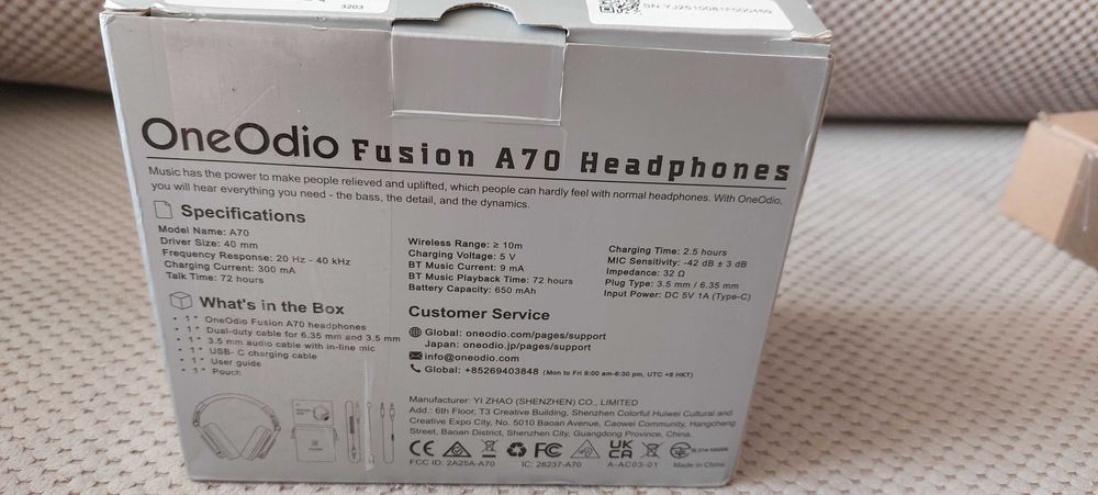 Słuchawki nauszne ONEODIO Fusion A70 Czarny