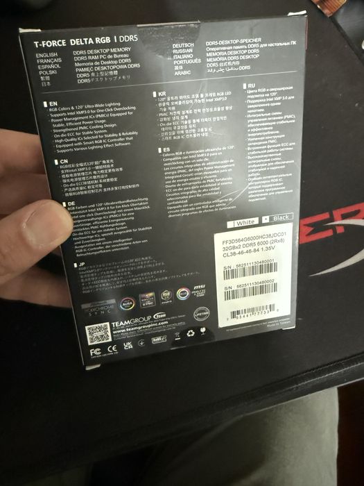 Memórias RAM DDR5 TeamGROUP T-Force DELTA RGB 2x32GB DDR5 6000MHz CL38 Novas