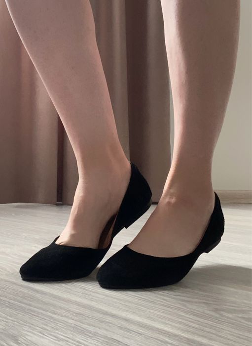 Балетки замшеві чорні р36 / туфлі жіночі