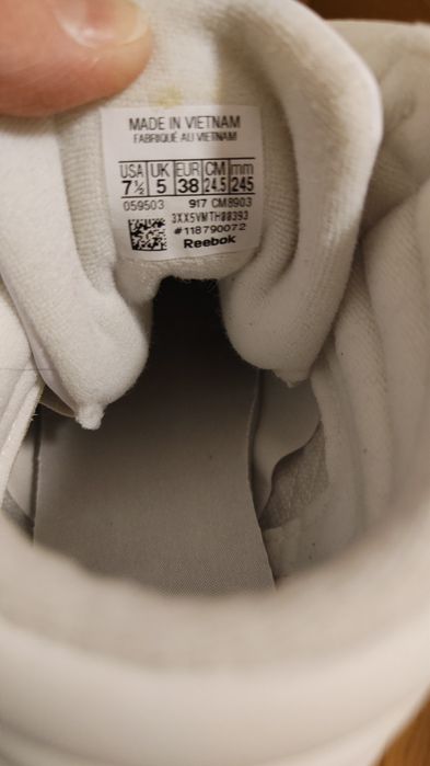 Białe adidasy 38 ze wstążkami napis Reebok