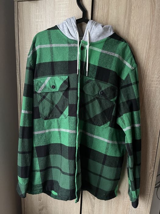 Kurtka-koszula w kratę z kapturem ( L )