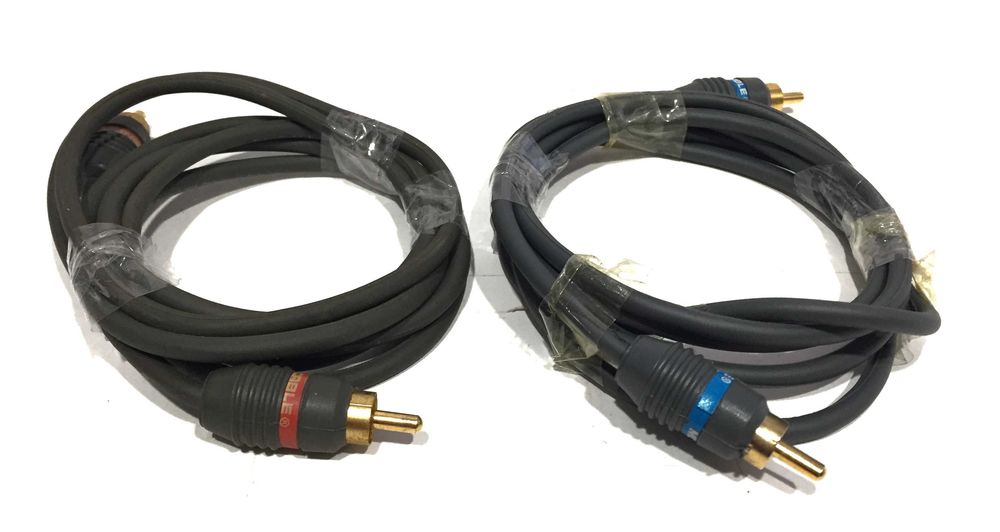 2 x RCA to RCA Male Stereo Audio Coax Cable Cord Gold Plated  4.9 4FT