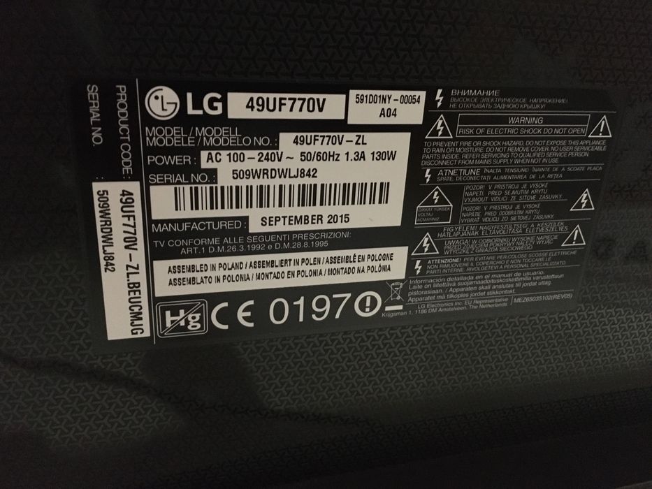 TV LG 49UF770V (Peças)