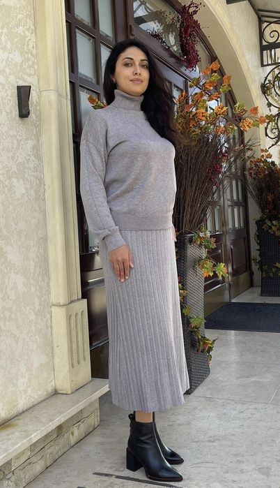 Костюм теплий трикотаж повсякденний спідниця міді