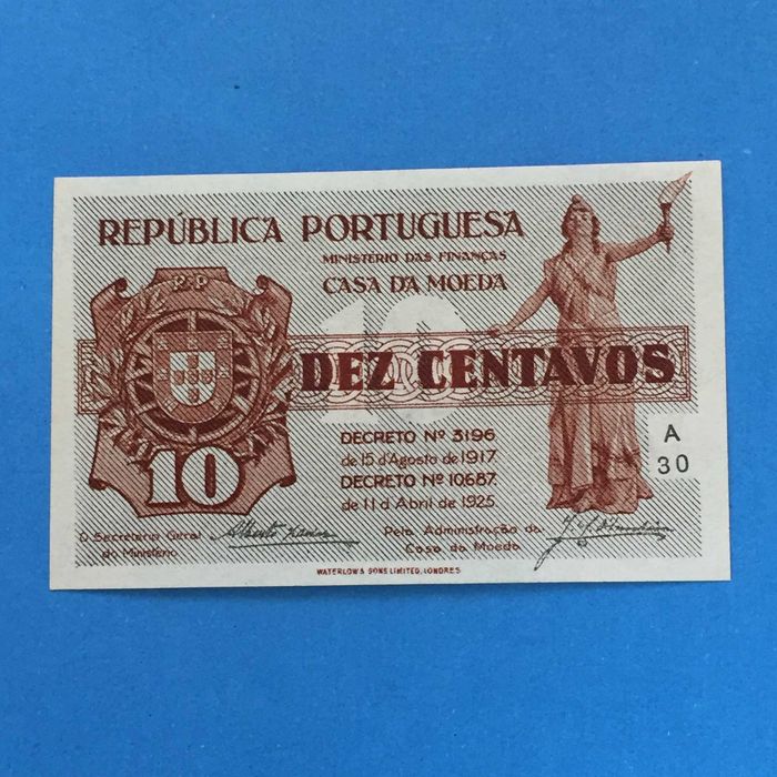 Cédula 10 centavos 1917/1925 casa da moeda - NOVA