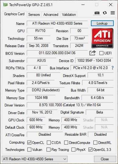 Відеокарта Asus AMD Radeon HD4350 (1GB DDR2)