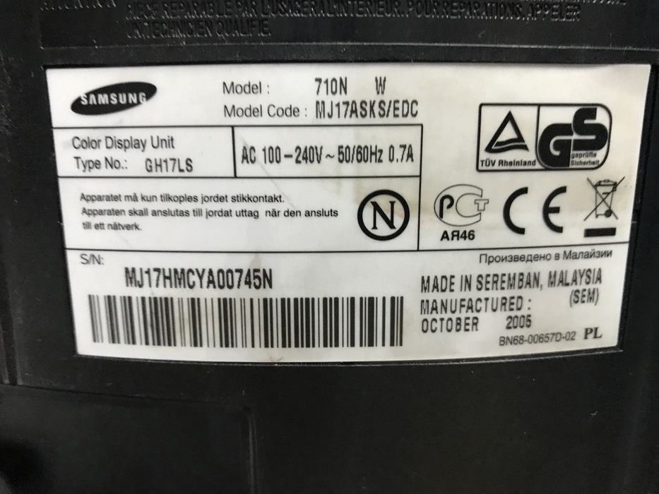 Monitor komputera SAMSUNG SyncMaster 710N