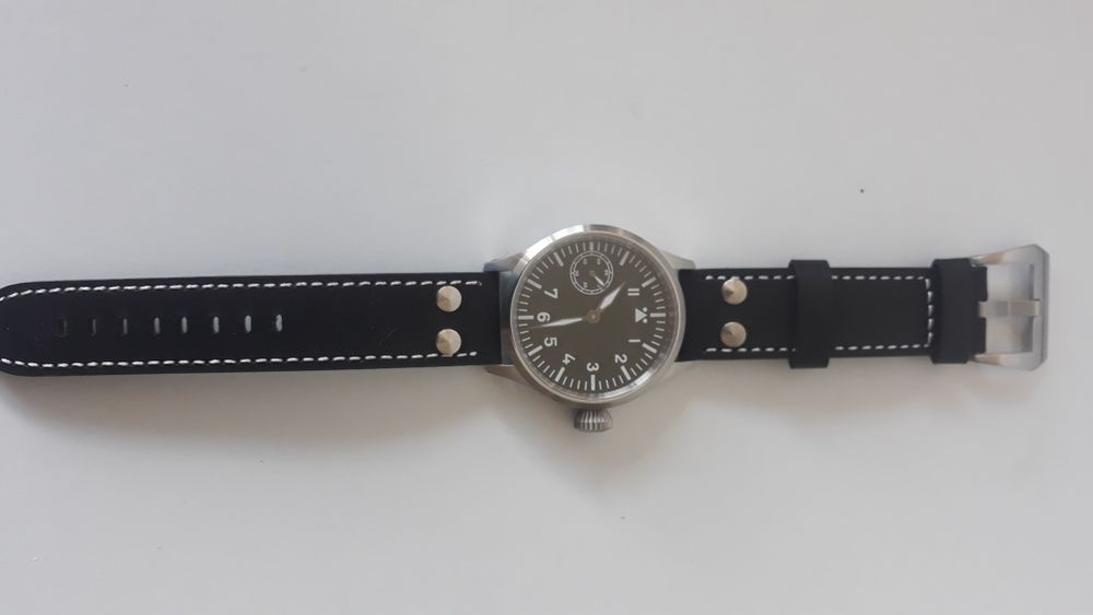 Parnis Pilot Relógio Corda Manual Militar