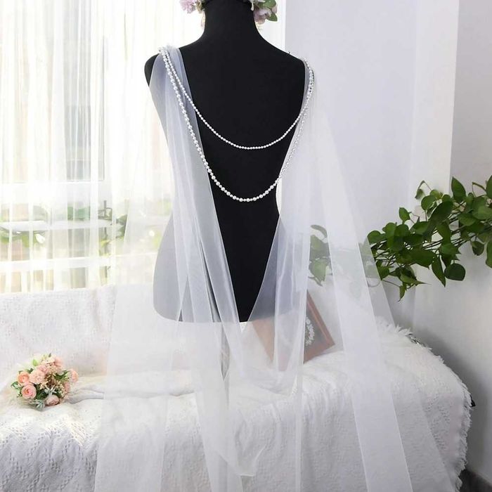 VÉU DE NOIVA Capa Catherine - 1 camada. Com ou sem colar de pérolas