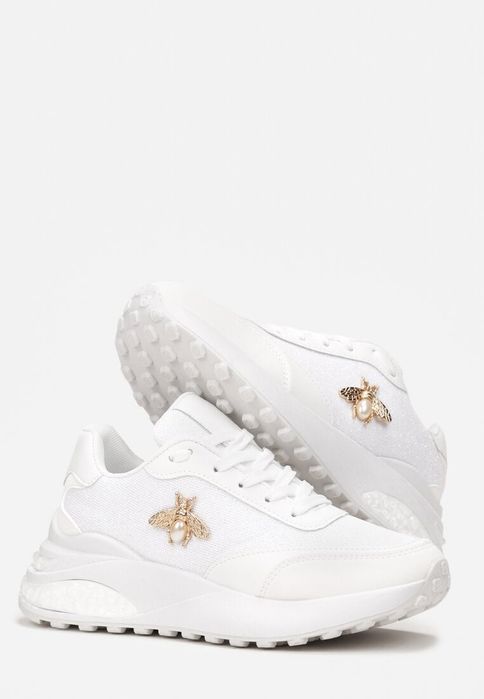 Nowe przepiękne sneakersy ze złotym owadem białe lekkie rozmiar 37