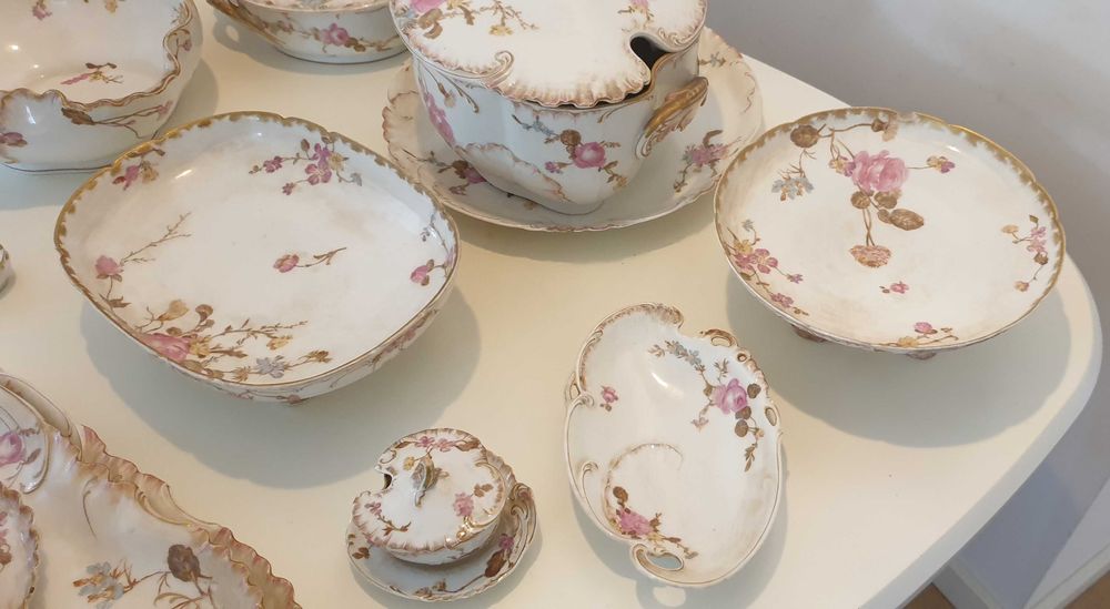 Serviço Jantar Porcelana Loiça Limoges França Aviland 42 Peças Em Mão