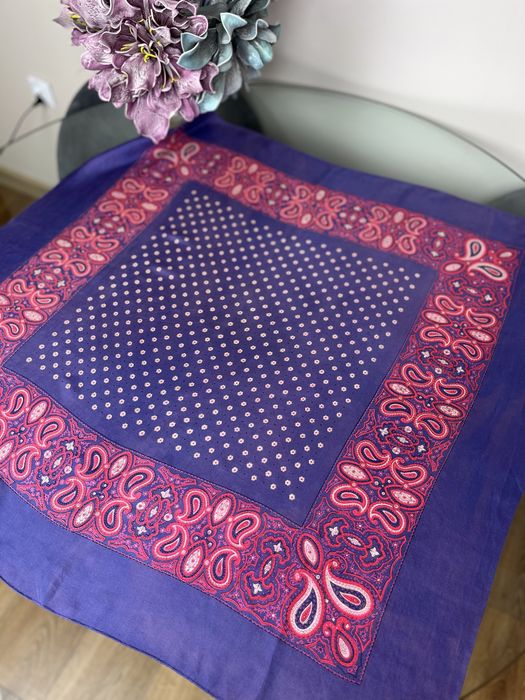 Apaszka jedwabna 100% jedwab 90x90 cm paisley fioletowa