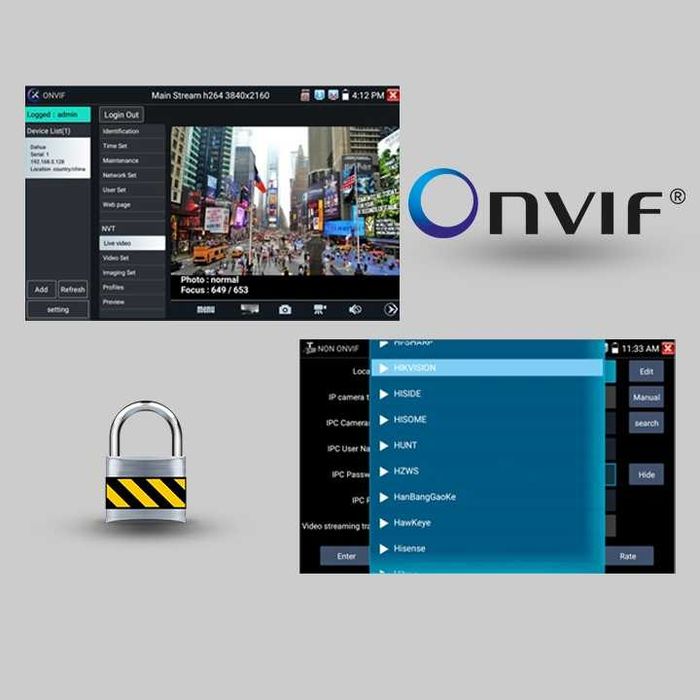 Reflektomierz Optyczny Tester CCTV Kamer TVI CVI POE ONVIF + Akcesoria