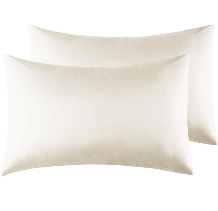 Zestaw 2 poszewek na poduszkę 40 x 70 cm 100% mikrofibra beżowe nowe