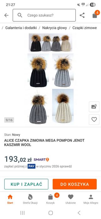 Czapka z kaszmirem i wełną La vitta khaki