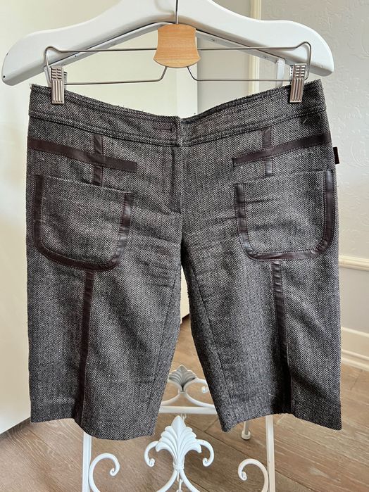 Liu Jo szorty spodnie krótkie wełna bawełna skóra rozmiar L brązowe