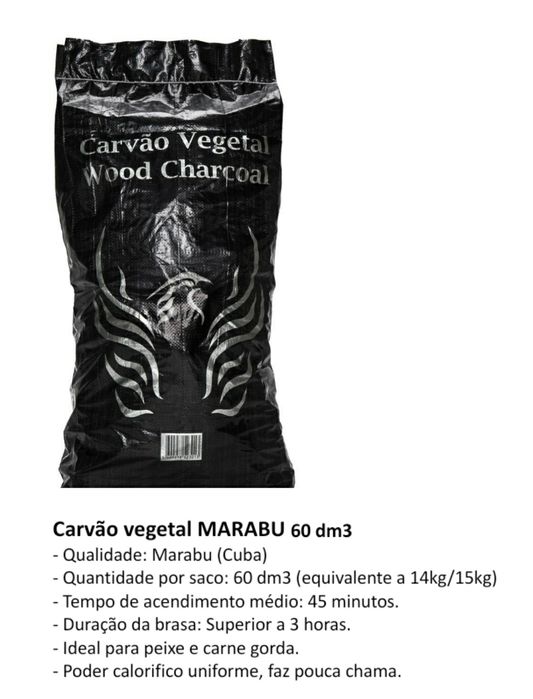 Carvão cubano marabu 60dm (14kg) Fazemos entregas