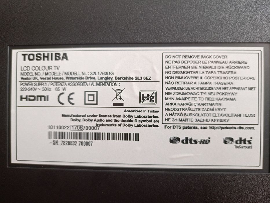 Телевізор TOSHIBA 32дюйми