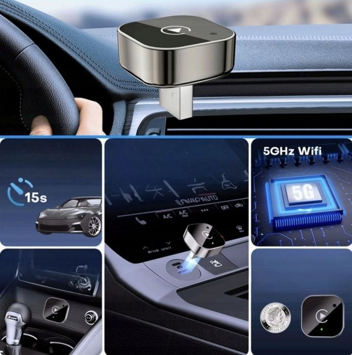 bezprzewodowy adapter carplay android auto 2w1