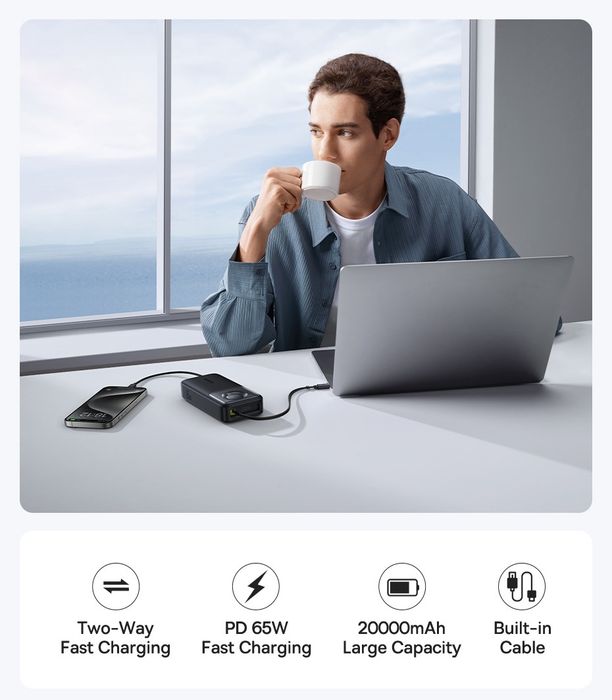 Павербанк Baseus free2pull 20000 mAh 65W новий