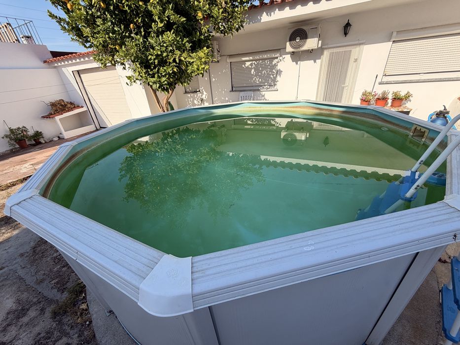 Piscina Elevada de Aço Galvanizado Octogonal com Escada e Filtro