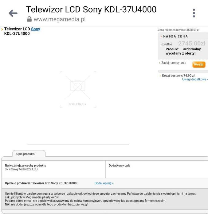 Tv 37 cale LCD SONY Bravia KDL-37U4000 stan idealny