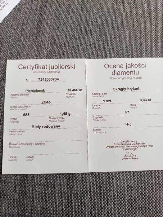 Pierścionek z białego złota z brylantem - 0,03 ct - próba 585