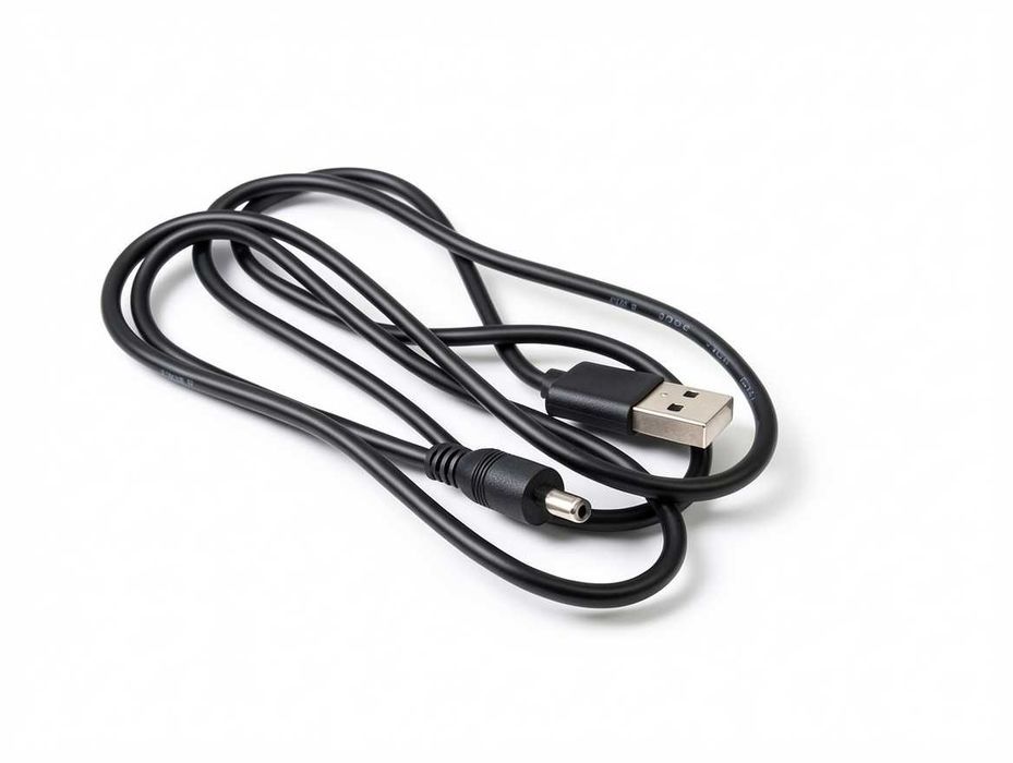 N188 Kabel Zasilający USB Na Wtyk Okrągły DC Przewód Zasilacza Czarny 1m Do Routera Modemu Latarki Zabawki Ładowarka Uniwersalny