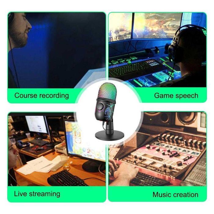 Mikrofon gamingowy USB - do streamów i gier RGB