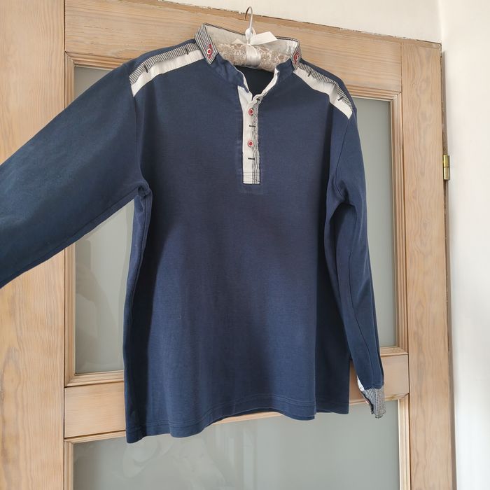 Bluza granatowa z kołnierzykiem dlugi rękaw