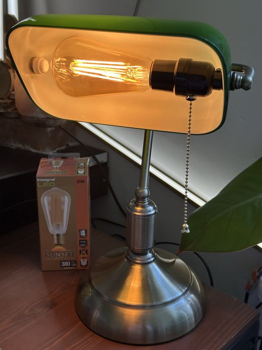 Elegancka Lampa led Bankierska Retro szklana