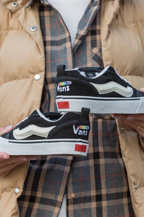 (БЕЗ ПЕРЕДОПЛАТИ) Vans KNU Skool Black/White ванс чорні білі кню скул ...