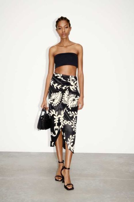 saia midi comprida zara woman floral saia comprida preta