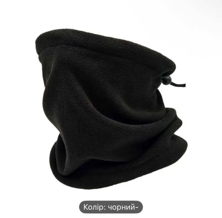 Зимовий теплий флісовий баф, шарф, маска для обличчя, чорный