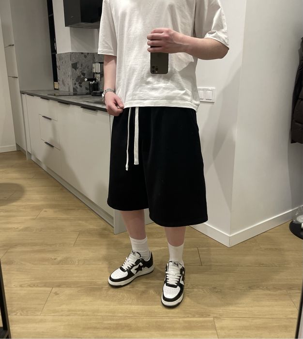 Широкі котонові шорти BAGGY LOOSE FIT sweatpants swetshorts широкие бегги шорты черные серые M L XL ultra baggy wide skater style cotton shorts