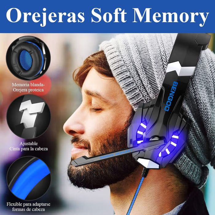 Bengoo G9000 Gaming para PS5/PS4/PC/Xbox One/Switch, auriculares Gaming cancelamento de ruído, capacetes com microfone estéreo de som, capacetes PS4 c