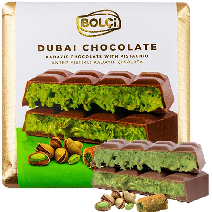 Шоколад Дубайський Шоколад з Фісташкою, Bolci Dubai Chocolate, 100 г