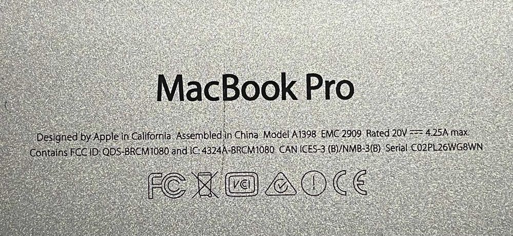 Apple Macbook Pro 2015 15” 16/256GB [i7 2.2] [85%]