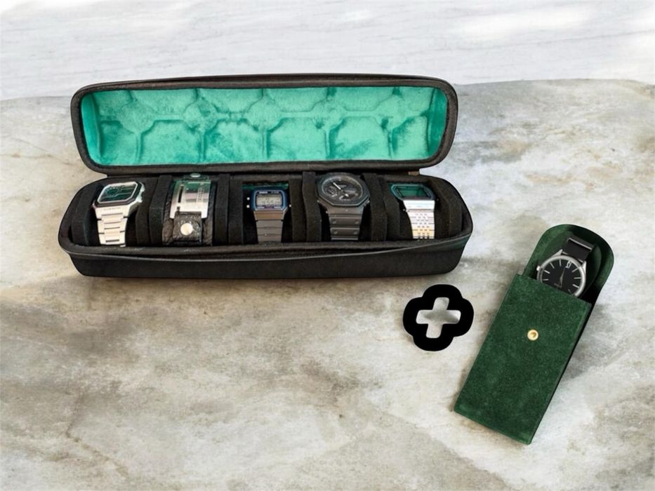 Zestaw etui Premium na zegarki (zielone wnętrze) – 5+1