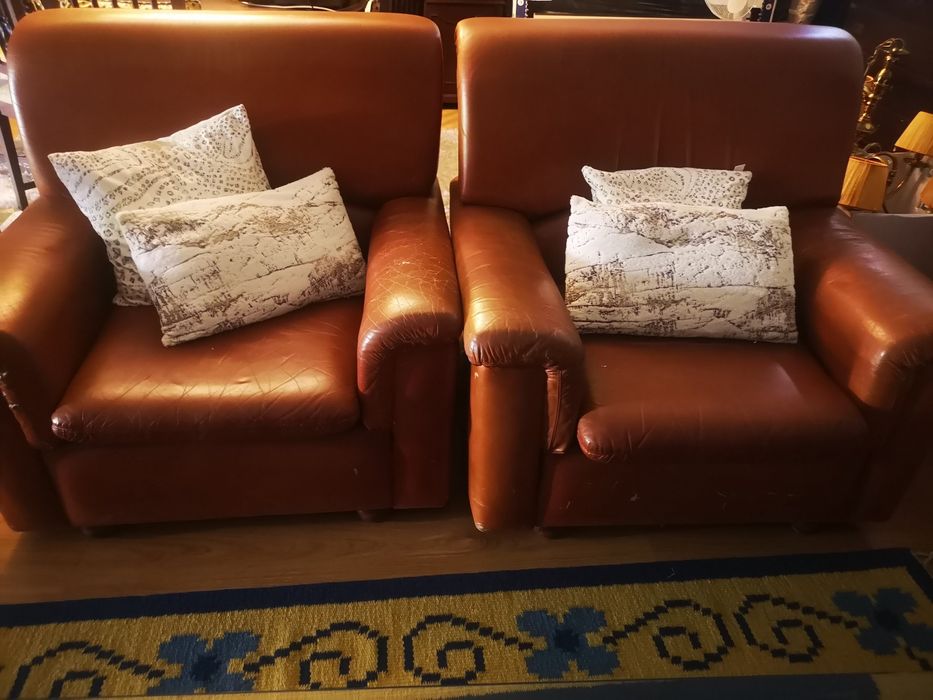 Dois cadeirões individuais em pele genuina.