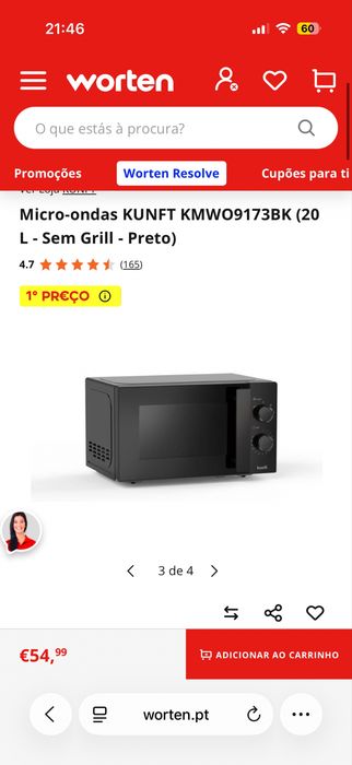 Micro-ondas KUNFT KMWO9173BK (20 L - Sem Grill - Preto)
