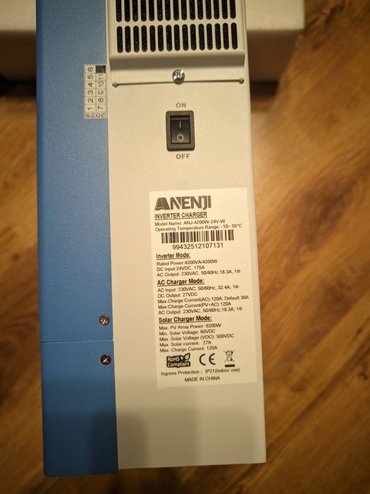 Нова версія. Гібридний інвертор Anenji 4,2кВт 24В з Wi-Fi.