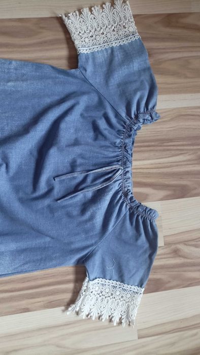 sukienka cienki jeans koronka 128