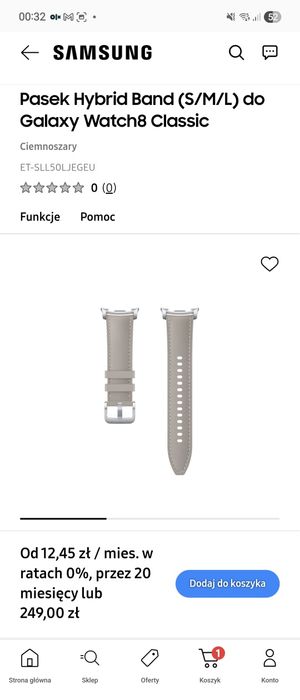 100% Oryginalne Pasek Samsung Hybrid do Galaxy Watch 8 (S/M/L) 
Pasek