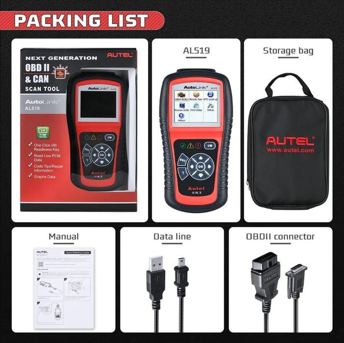 Autel Autolink AL519 OBD2 diagnósticos carro OBD2 NOVO
