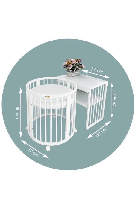 Овальне ліжечко royal sleep 9 в 1  білий колір