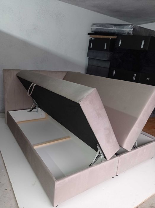 Łóżko kontynentalne tapicerowane 140/160/x200/SZTRUKS/WELUR/POJEMNIKI